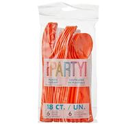 Unique Party 39500-Lot de Couverts en Plastique pour 6 Invités-Orange-18 Pièces, 39500, Orange