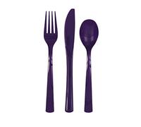 Unique Party 39503-Lot de Couverts en Plastique pour 6 Invités Intense-18 Pièces, 39503, violet intense