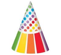 Unique Party - 47121 - Paquet de 8 Chapeaux de Fête Arc-en-Ciel, Taille unique