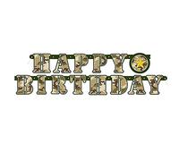 Haza Original guirlande d'anniversaire camouflage militaire 1,6 m