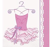 Unique Party - 49482 - Paquet de 16 Serviettes en Papier - Ballerine - Rose - 16,5 cm