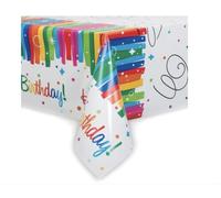 Unique Party - 49563 - Nappe en Plastique Anniversaire Nœuds Arc-en-Ciel - 213 cm x 137 cm