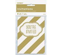 Unique Party 49594 - Invitations de Fête Anniversaire Doré, Paquet de 8