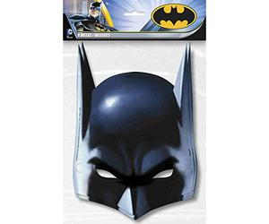 Unique Party 49921 - Masques de fête Batman, Paquet de 8, Blanc