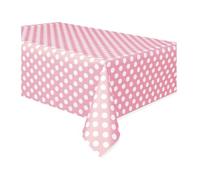 Unique Party 50259 - Nappe en Plastique à Pois Rose Pastel, 2,74 m x 1,37 m
