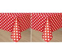 Unique Party - 50262 - Nappe - Plastique à Pois - Rouge - 2,74 x 1,37 m