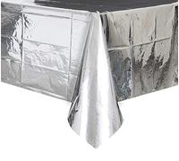 Unique Party 50410 - Nappe en Plastique - 2,74 x 1,37 m - Couleur Argent Métallique