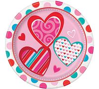 Unique Party 50525 Vif 23 cm Coeurs Saint Valentin fête Assiettes, Lot de 8