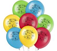 8 Ballons Latex Imprimés Emoji Taille Unique Multicolore