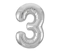 Unique Party - 53823 - Ballon Géant - Numéro 3 - 86 Cm - Argenté