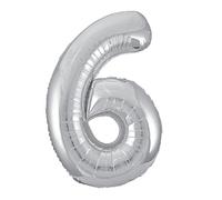 Unique Party - 53826 - Ballon Géant - Numéro 6 - 86 Cm - Argenté