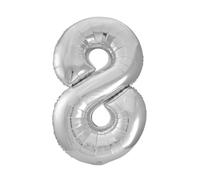 Unique Party - 53828 - Ballon Géant - Numéro 8 - 86 Cm - Argenté