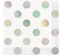 Unique Party 53931 - Serviettes Papier - 13 cm - Feuille Foil Points Irisés - Lot de 16