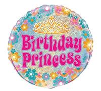Unique Party - 55519 - Ballon d'Anniversaire - Holographique - Birthday Princess - 45 cm