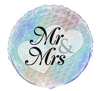 Unique Party - 55523 - Ballon de Mariage - Holographique - Mr and Mrs - 45 cm