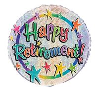 Unique Party - 55543 - Ballon de Retraite - Holographique - Happy Retirement - 45 cm