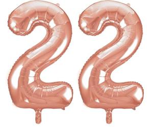 Unique Party - 55872 - Ballon Géant - Numéro 2-86 cm - Or Rose (Lot de 2)