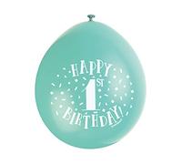 Unique Party 56033 - Ballons de Baudruche - 23 cm - Happy 1st Birthday - Assortiment de 10