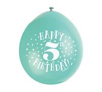 Unique Party 56039 - Ballons de Baudruche - 23 cm - Happy 5th Birthday - Assortiment de 10