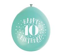Unique Party 56044 - Ballons de Baudruche - 23 cm - Happy 10th Birthday - Assortiment de 10