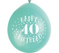 Unique Party 56050 - Ballons de Baudruche - 23 cm - Happy 40th Birthday - Assortiment de 10
