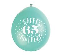Unique Party 56053 - Ballons de Baudruche - 23 cm - Happy 65th Birthday - Assortiment de 10