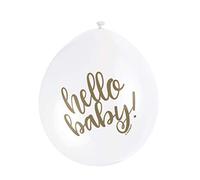 Unique Party 56073 - Ballons de Baudruche - 23 cm - "Oh Baby!" Baby Shower - Paquet de 10 - Or