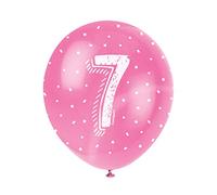 Unique Party 56089 - Ballons de Baudruche Nacré - 30 cm - Numéro 7 Anniversaire - Assortiment de 5