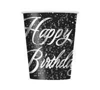Unique Party 57486 Glitz Feuille d'argent Anniversaire Papier Tasses, Lot de 8