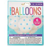 Unique Party 57586 - Ballons en Latex à Pois Bleu Pastel de 30 cm, Paquet de 6