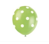 Unique Party 57591 - Ballons en Latex à Pois Vert Citron de 30 cm, Paquet de 6