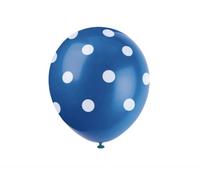 Unique Party 57594 - Ballons en Latex à Pois Bleu Roi de 30 cm, Paquet de 6