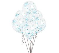 Unique ballons confettis bleus 30 cm 6 pièces Blauw