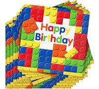 Unique Party 58232 - Serviettes en Papier - 16,5 cm - Fête d'Anniversaire à thème de Blocs des Constructions - Paquet de 16, Building Blocks