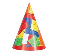 Unique Party 58241 - Chapeaux de Fête - Fête d'Anniversaire à thème de Blocs des Constructions - Paquet de 8