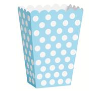 Unique Party Boîtes de pop-corn 59299 – Paquet de 8 à pois Bleu pastel