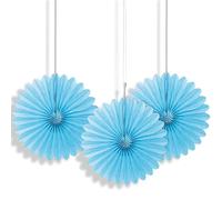 Unique Party 63251 - Mini Rosaces de Décoration en Papier de Soie Bleu Bébé, Paquet de 3