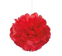 Unique Party 64215 Petites Décorations en Pompon en Papier de Soie-23 cm-Couleur Rouge-Paquet de 3