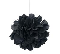 Unique Party 64220 Petites Décorations en Pompon en Papier de Soie-23 cm-Couleur Noire-Paquet de 3