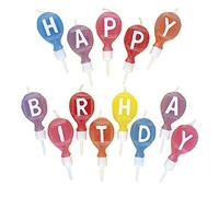 Unique Party - 71191 - Lot de 13 Bougies à Lettres Rondes dans des Bougeoirs - Happy Birthday