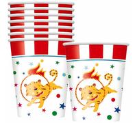 Unique Party 72476 - Gobelets en Carton - 266 Ml - Fête à Thème de Cirque de Carnaval - Paquet de 8
