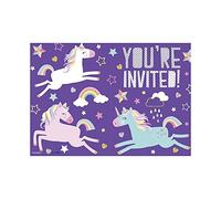 Unique Party 72504 - Invitations de Fête - Fête à thème de Licorne - Paquet de 8