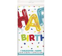 Unique Party 73103 - Nappe en Plastique - 2, 13 m x 1, 37 M - Fête à Thème Joyeux Anniversaire Ballon