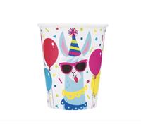 Unique Party 73226 - Gobelets en Carton - 266 Ml - Fête d'Anniversaire à Thème Lama - Paquet de 8