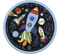 Unique Party 73265 - Assiettes en Carton - 23 cm - Fête à Thème de L'espace - Paquet de 8, Gris