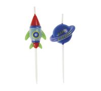 Unique Party 73270-Bougies d'Anniversaire-Fête à thème de l'Espace-Set de 6 Pièces, 73270, gris