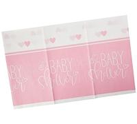 Unique Party 73363 - Nappe en Plastique - 2, 13 m x 1, 37 M - Baby Shower À Thème Cœurs Roses