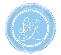 Unique Party 73397-Ballon Shower-45 cm-Baby Shower à thème Cœurs Bleus, 73397, Bleu