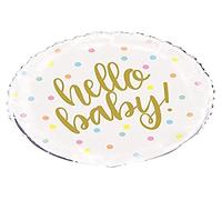 Unique Party 73537 - Ballon Baby Shower - 45 cm - Baby Shower Doré "Hello Baby"