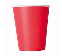 Unique- Gobelets en Carton Rouge-Paquet de 8, 82187, Red, Lot de 8